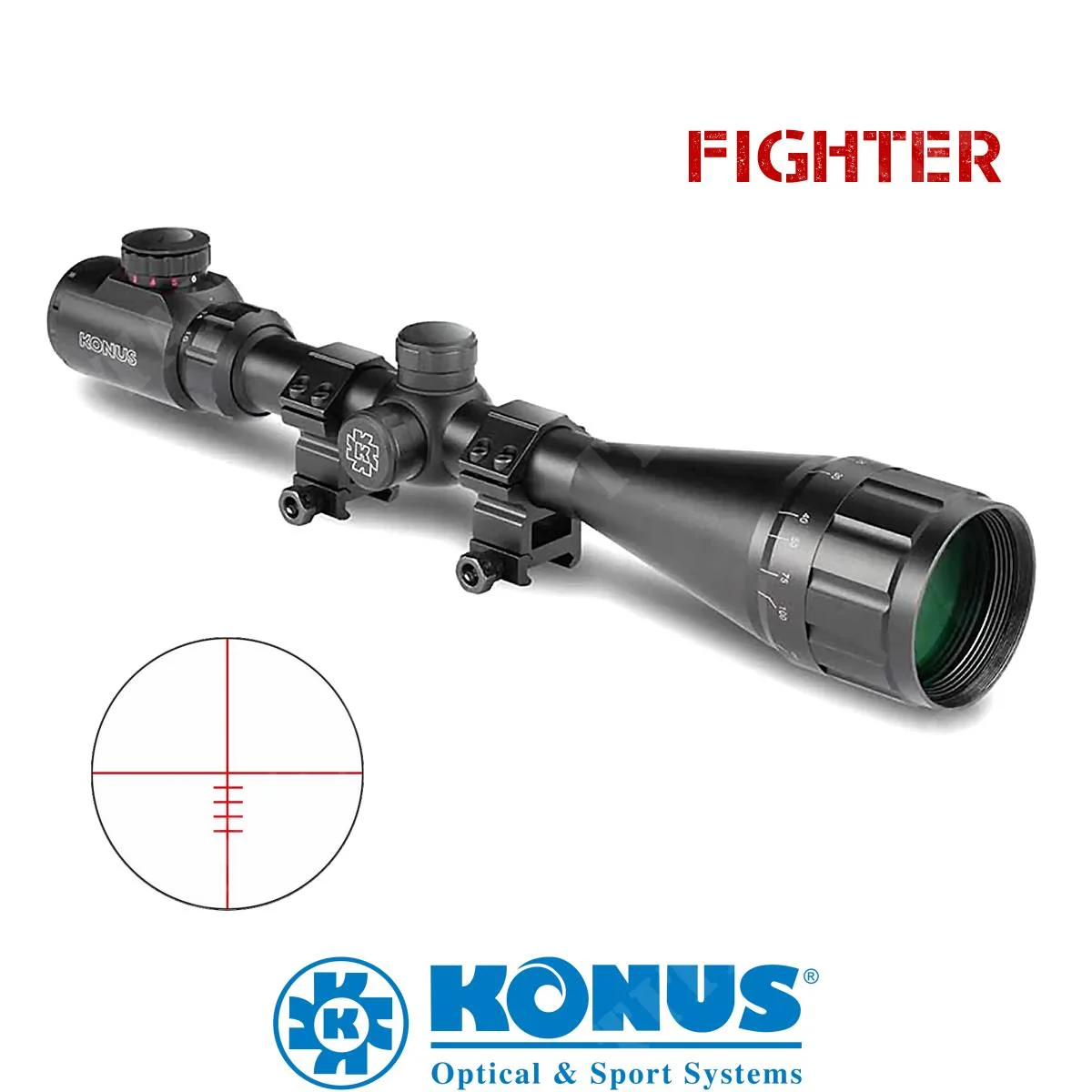 ÓPTICA DE RETÍCULA BALÍSICA ILUMINADA KONUS FIGHTER 4-16X50 AO (7349)