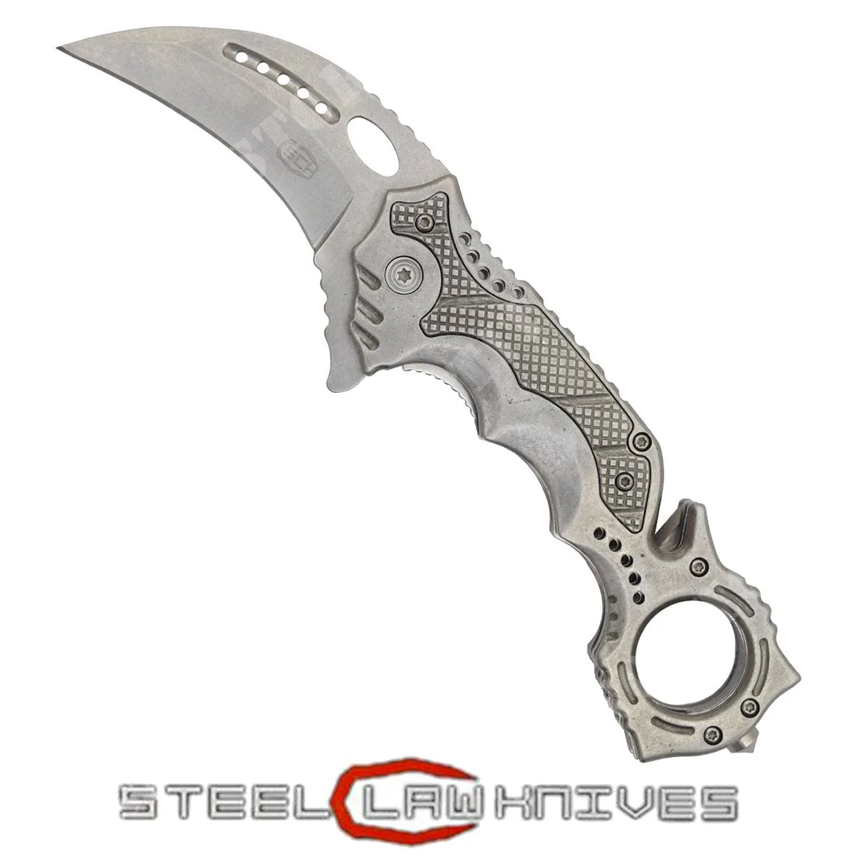 CUCHILLO DE KARAMBIT PARA CORTAR CINTURONES CON APERTURA ASISTIDA (CW-026)
