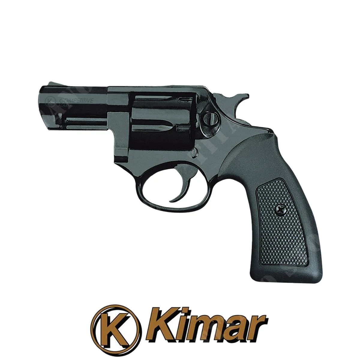 Revólver de detonación negro de 2" con cachas de goma, calibre 380 KIMAR (310.020NI)