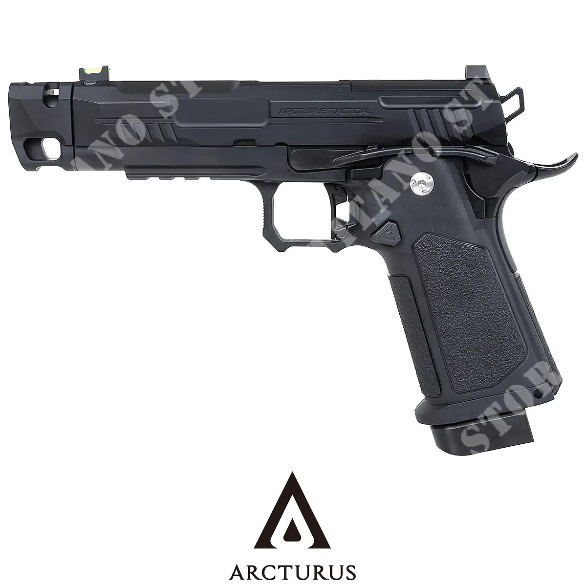 PISTOLA DE GAS DE ALTA CAPACIDAD VANGUARD 4.3'' NEGRA, LISTO PARA MRO, COMPENSADOR ARCTURUS (ACR-02-048037)
