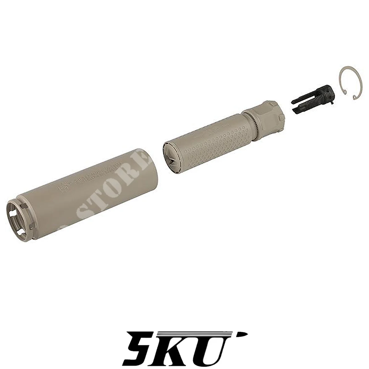 SILENCIADOR KAC QDC/MCQ-PRT DE 165 MM + SUPRESOR DE FLASH TAN 5KU (MT003FDE)