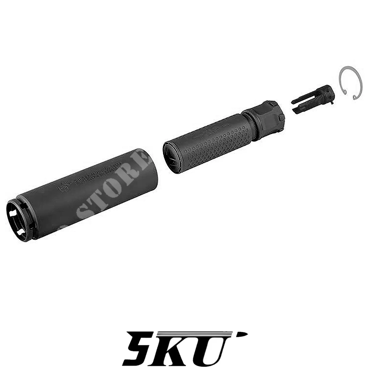 SILENCIADOR KAC QDC/MCQ-PRT DE 165 MM + SUPRESOR DE DESTELLOS NEGRO 5KU (MT003BK)