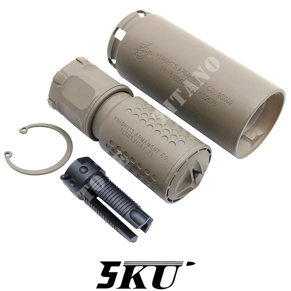 SILENCIADOR KAC QDC/MCQ-PRT DE 118 MM + SUPRESOR DE FLASH TAN 5KU (MT002FDE)