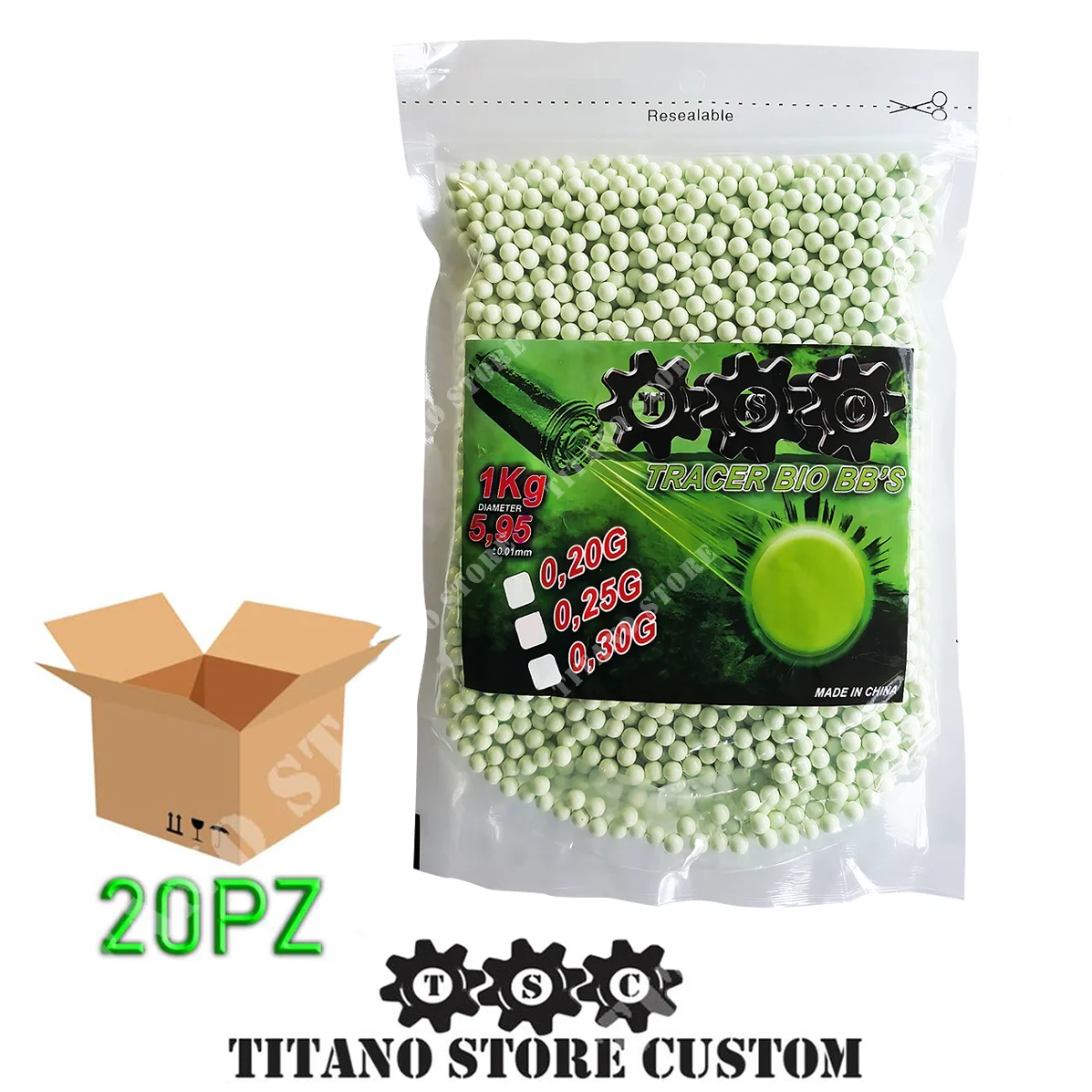 CAJA DE 20 GRÁNULOS BIO TRACER GREEN DE 0,20 G TSC (TSC-BIO20TR-20PZ)