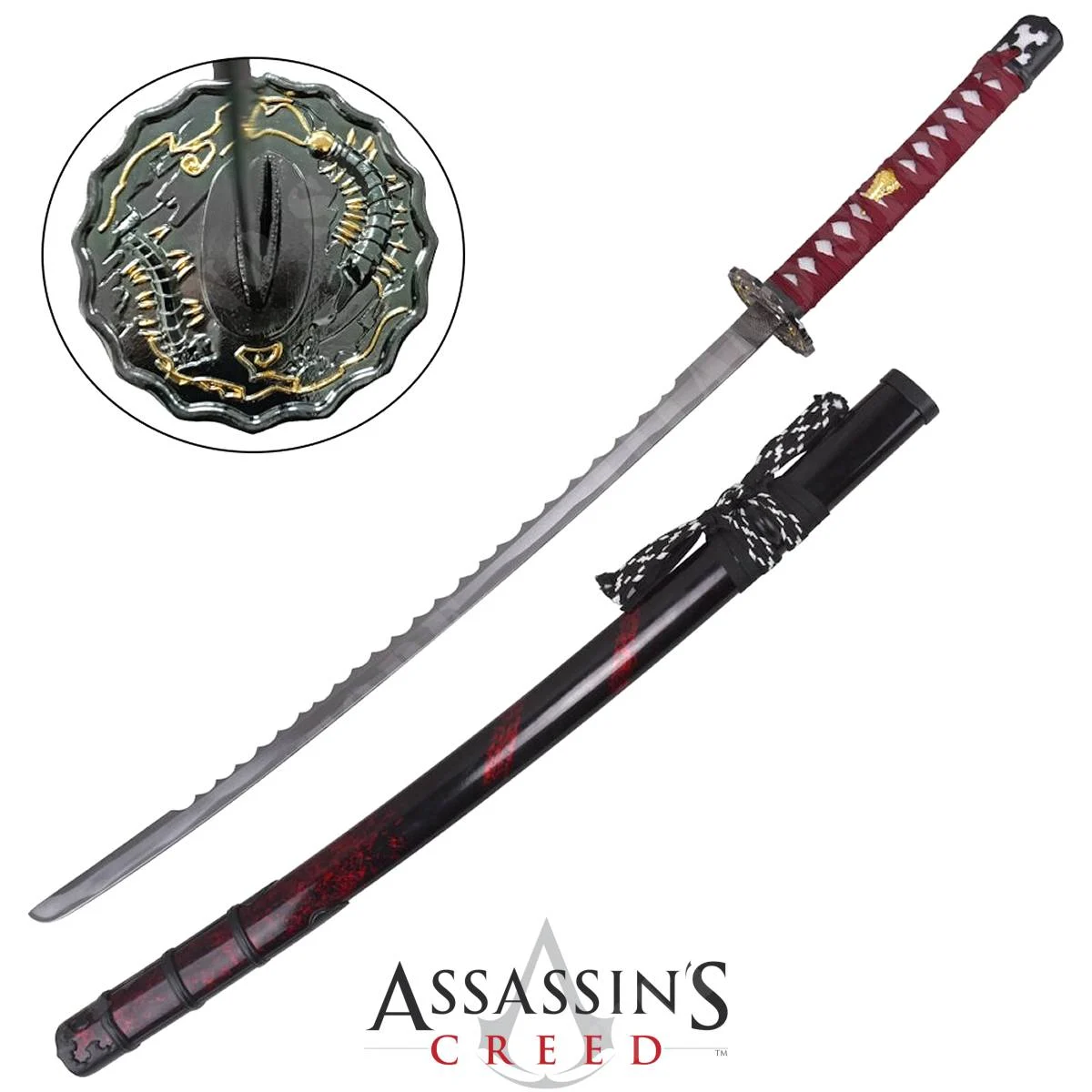 KATANA ORNAMENTAL DE ASSASSINS CREED DE NAOE CON TSUBA NEGRA SOMBRA SANGRE (ZS746-1)