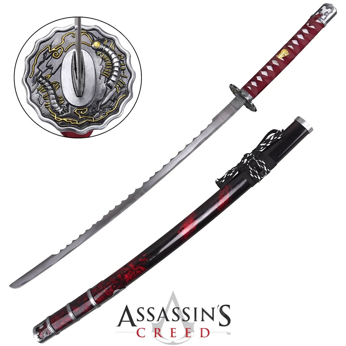 KATANA ORNAMENTAL DE ASSASSIN'S CREED DE NAOE CON TSUBA COLOR SANGRE CLARO (ZS746-2)