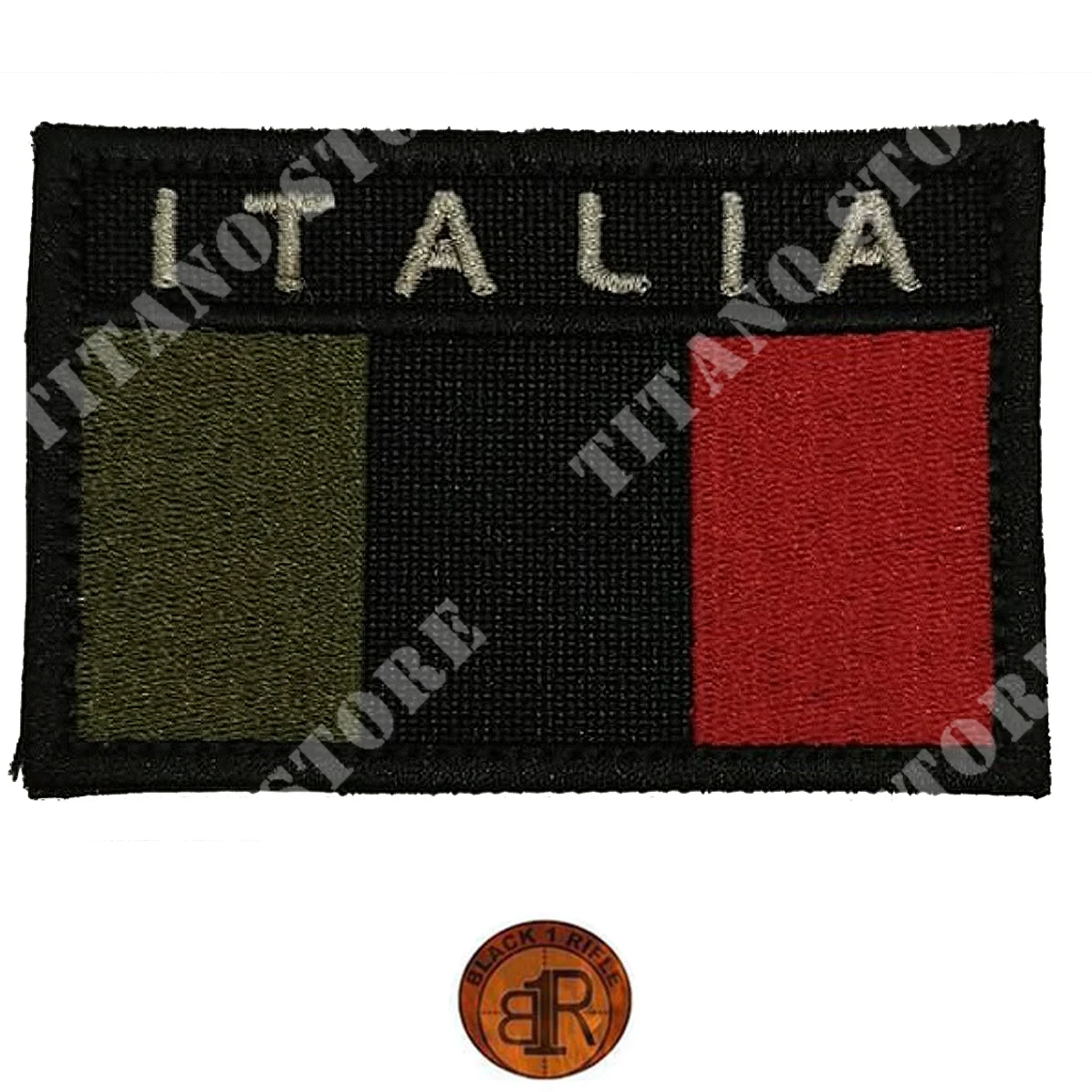 PARCHE DE BANDERA ITALIANA DE BAJA VISIBILIDAD NEGRO BR1 (PTC-EMB-10-001-IR)