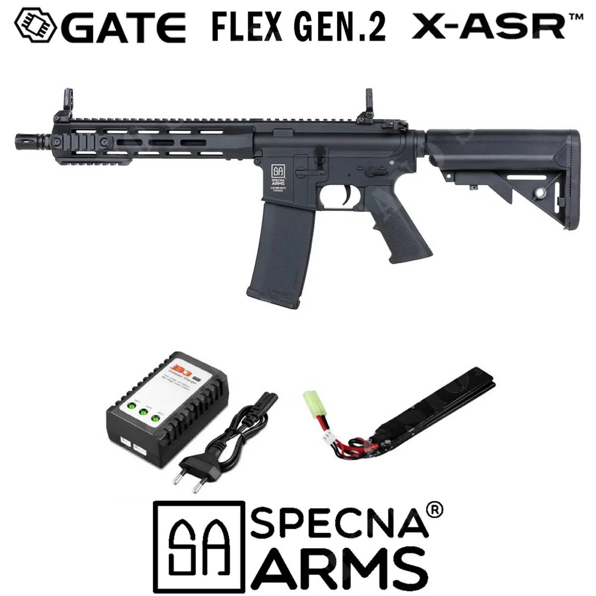 Kit de batería negra para rifle SA-F03 FLEX X-ASR GEN2 + cargador SPECNA (SPE-01-047366-KIT)