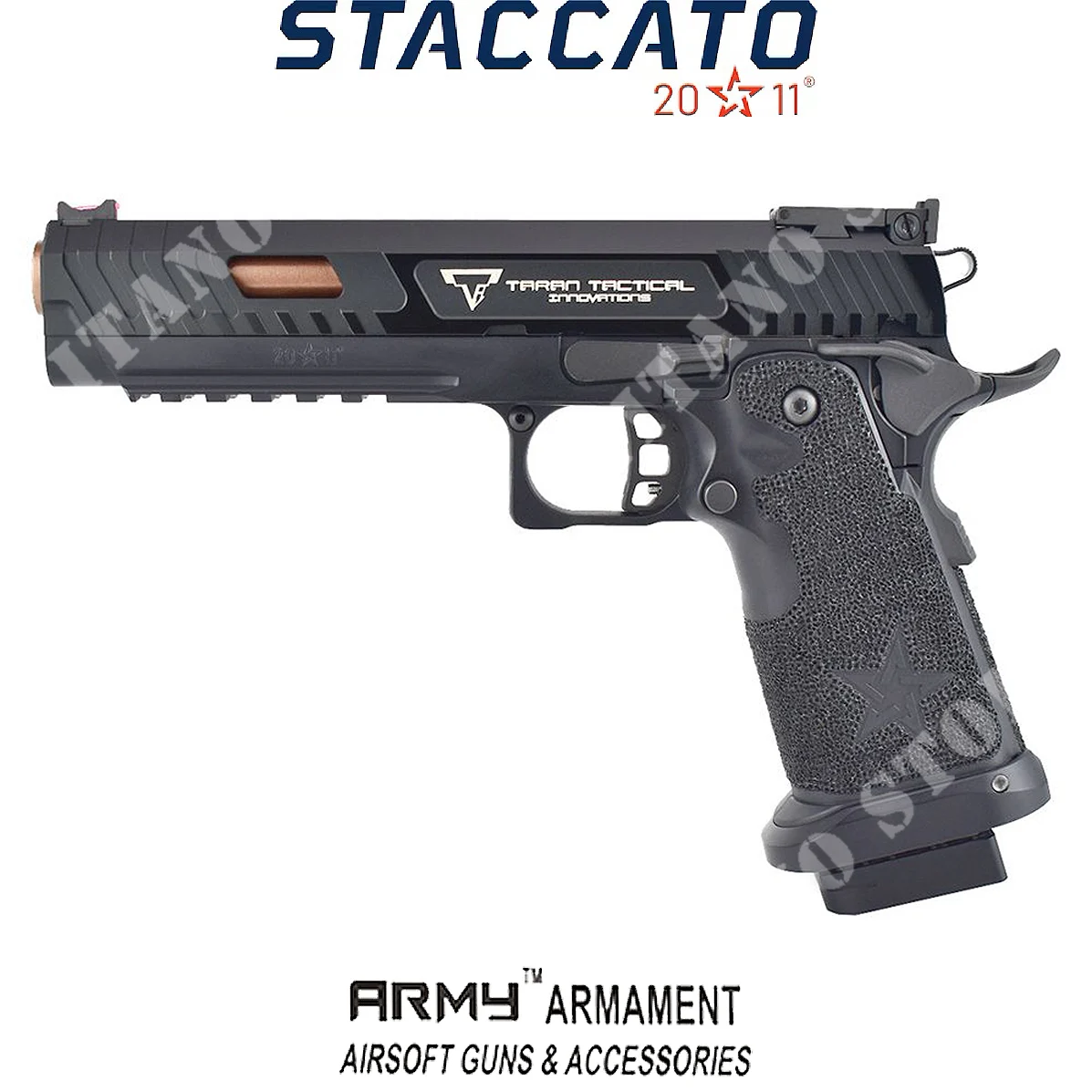 PISTOLA DE GAS TTI 2011/STACCATO COMBAT MASTER JW3 ARMY ARMAMENT (ARM-GBB-R620-BK)