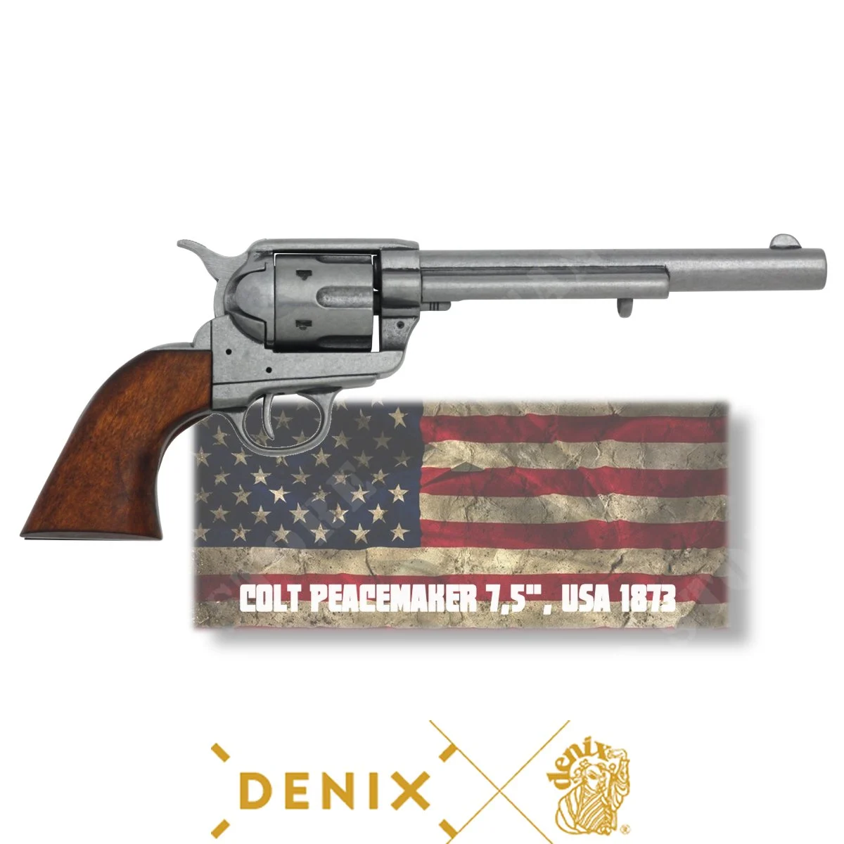 RÉPLICA DE REVÓLVER COLT 45 PEACEMAKER DE 7,5 PULGADAS CROMADO DENIX (01107G)