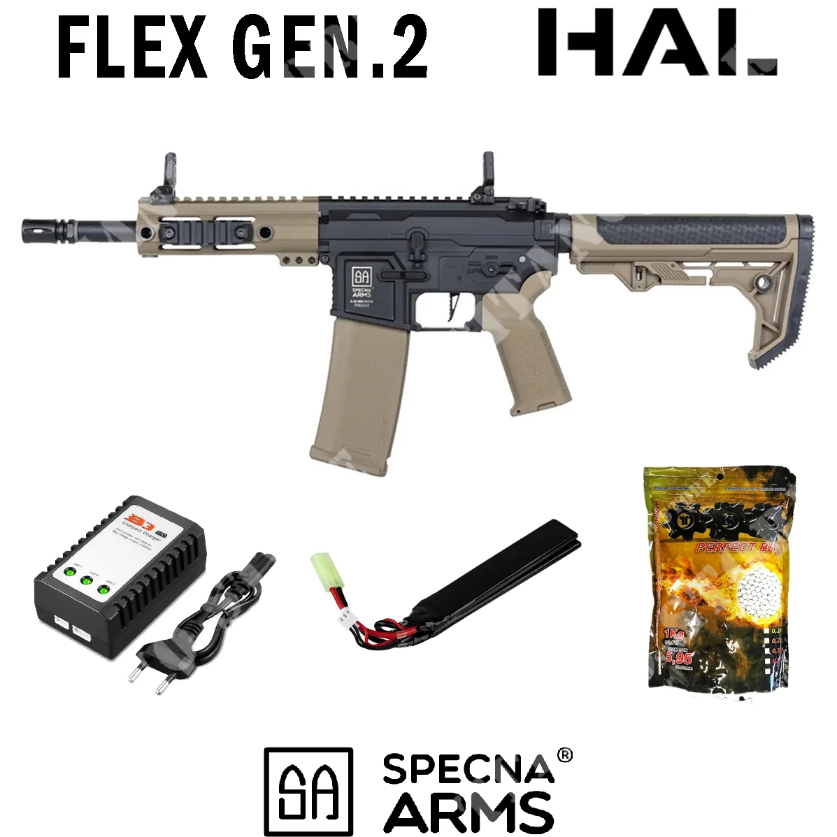 KIT DE RIFLE M4 SA-F04-RL FLEXHAL GEN2 TAN SPECNA (SPE-01-047444-KIT)