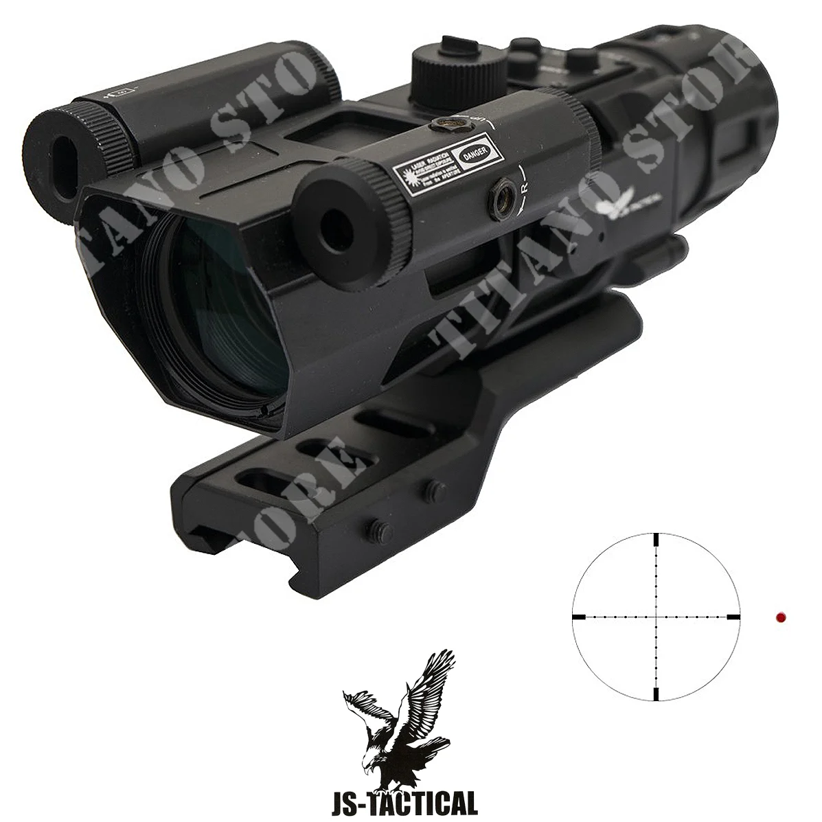 Mira telescópica láser roja JS Tactical 4x32 negra (JS-8394)
