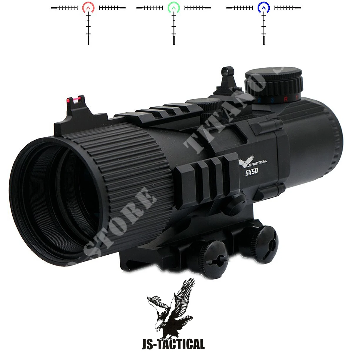 Mira telescópica táctica JS de 5x 50 mm, color negro (JS-LS5X50)