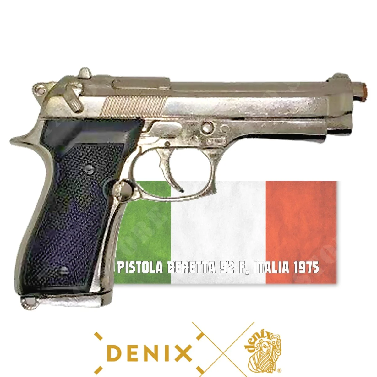 RÉPLICA DE PISTOLA BERETTA 92 F CROMADA DENIX (01254NQ)