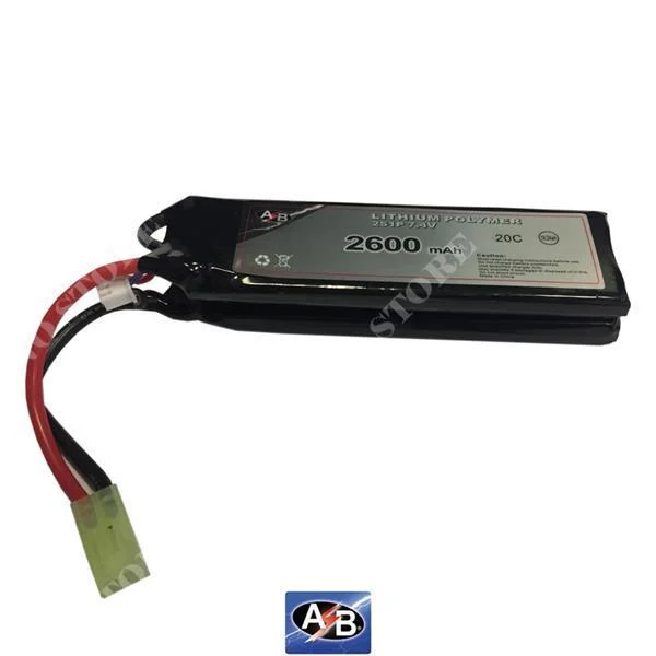 BATERÍA LI-PO 7.4VX2600 MAH 20C BATERÍAS DE ACCIÓN (AB2S26N20E2)